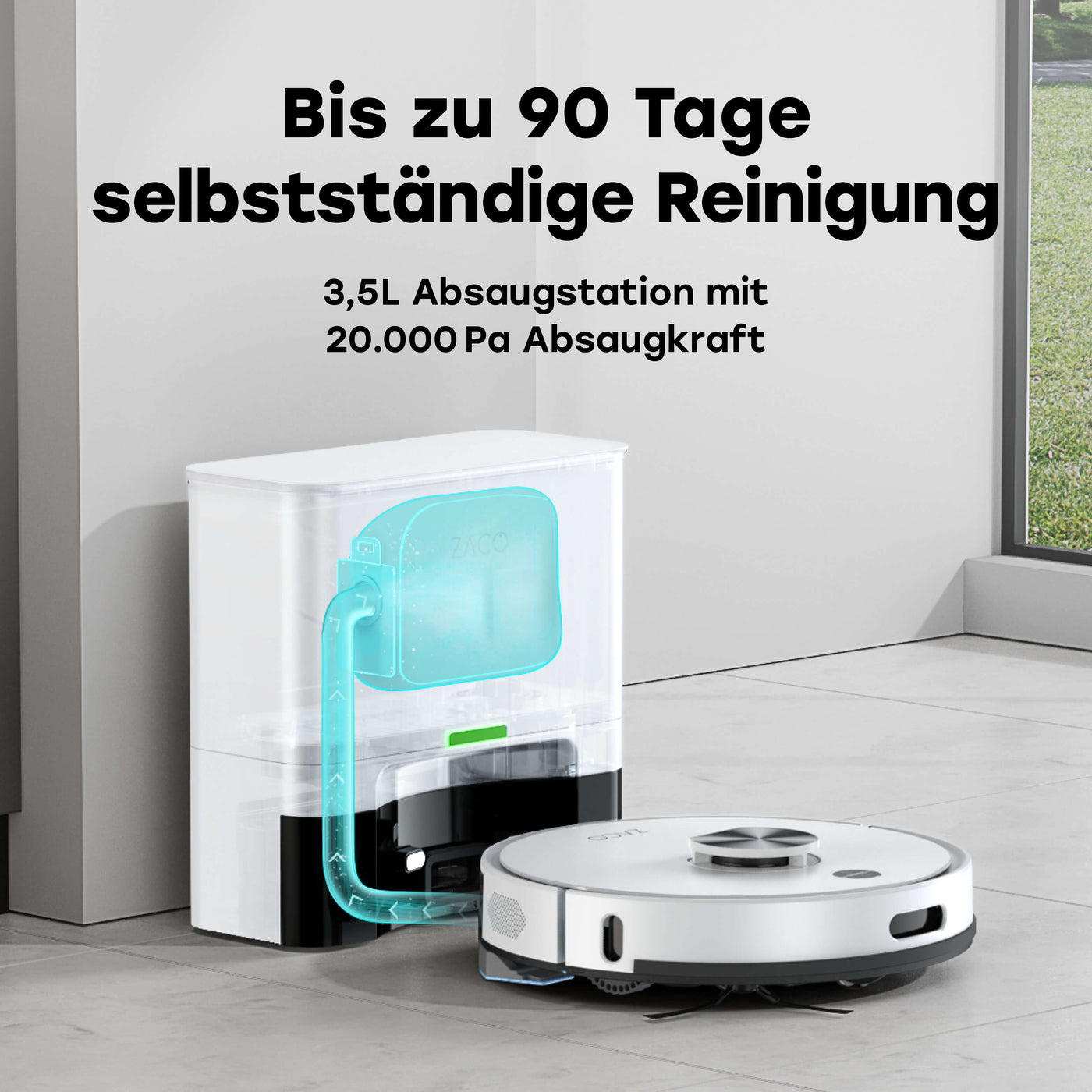 ZACO A10 Plus vacuuming and mopping robot and 3.5l self-emptying station