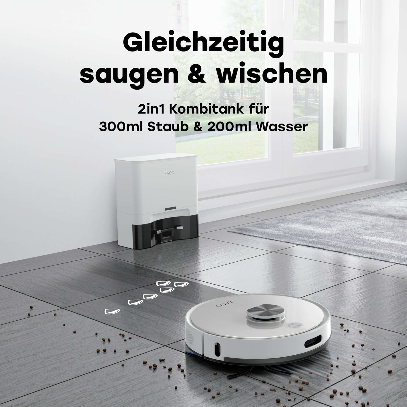 ZACO A10 Plus Saug- und Wischroboter mit 3,5l Absaugstation