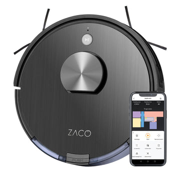 ZACO W450 Robot lavapavimenti con App e Alexa, navigazione intelligente,  Serbatoi separati per l'acqua pulita e sporca, 80min di pulizia a umido, Lavapavimenti  robot per parquet e pavimenti duri